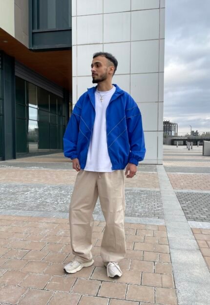 blue parachute jacket