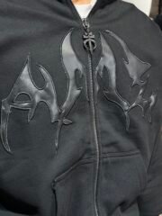 MHL leather print premium zipper hoodie - Image 3