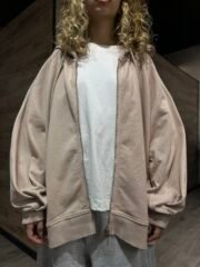 bej basic zipper hoodie (woman) - Image 3